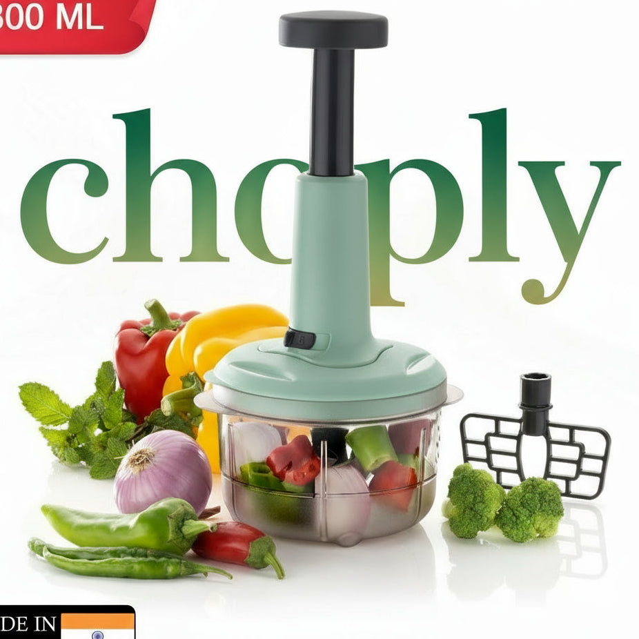 Choply kitchen chopper with vegetables on a white background